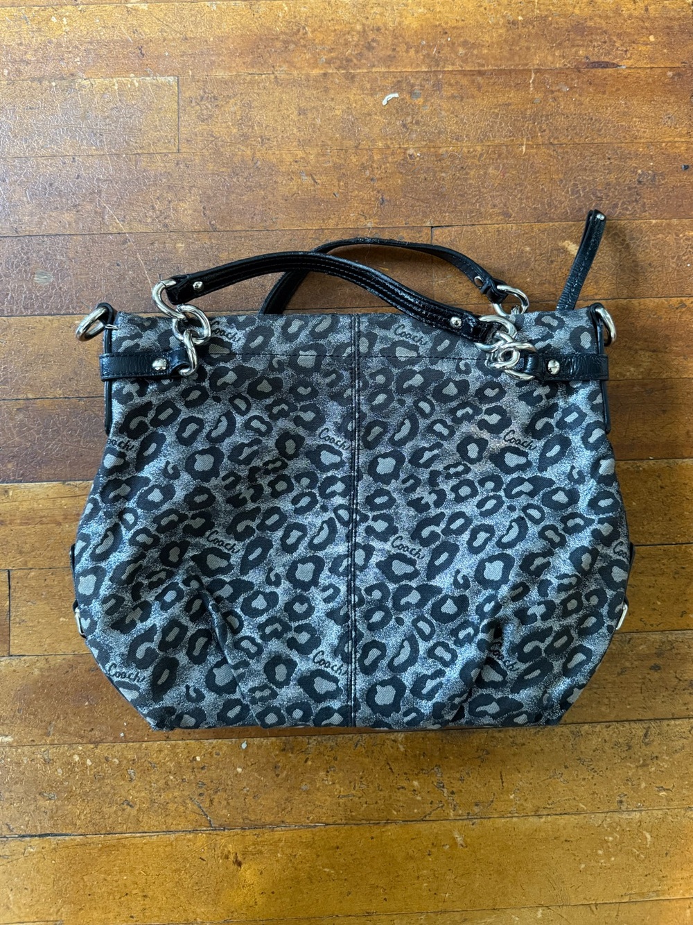 Coach Silver and Black Ocelet Hobo Bag